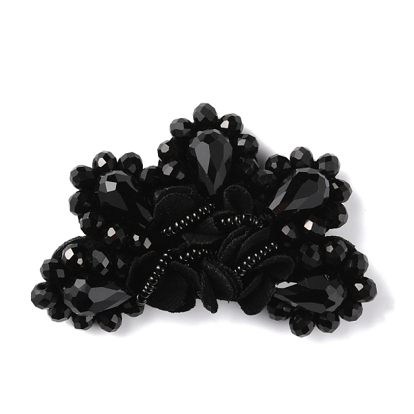 

PandaHall Glass Rhinestone Sew on Ornament Accessories, with Felting, Flower, for Shoes, Clothes, Bag Decoration, Black, 50x70x11mm Cloth...