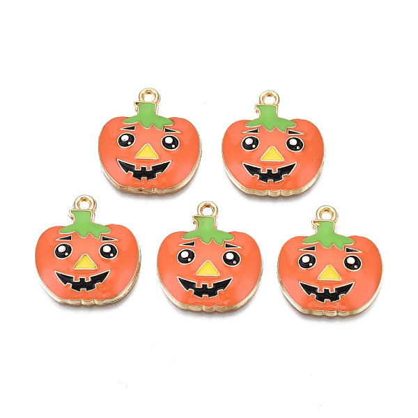 

PandaHall Alloy Enamel Pendants, Cadmium Free & Nickel Free & Lead Free, Light Gold, Halloween, Pumpkin, Coral, 23x20.5x4mm, Hole: 1.6mm..., Red