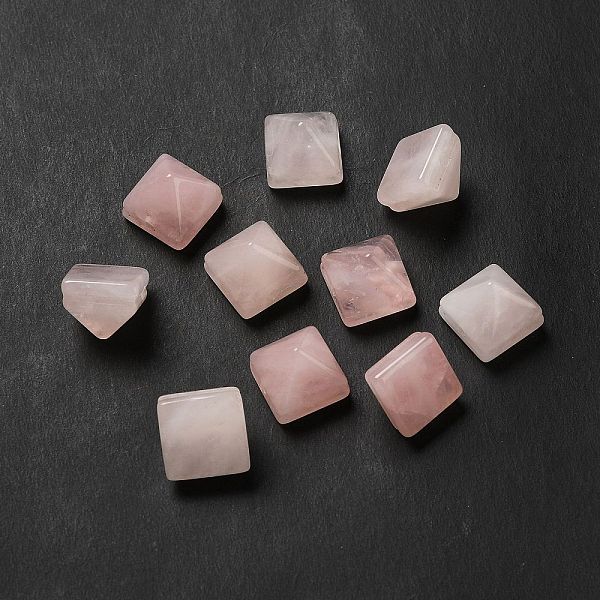

PandaHall Natural Rose Quartz Beads, Faceted Pyramid Bead, 9x10x10mm, Hole: 1.2mm Rose Quartz Pyramid