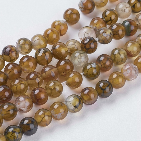 

PandaHall Natural Dragon Veins Agate Beads Strands, Dyed, Round, Olive, 6mm, Hole: 1mm Dragon Veins Agate Round Green