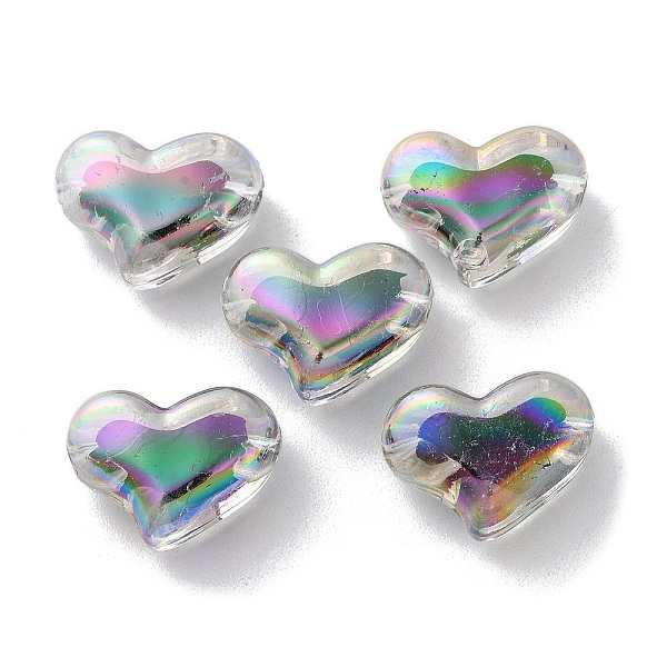 

PandaHall UV Plating Rainbow Iridescent Acrylic Beads, Bead in Bead, Heart, Colorful, 15.5x21x11.5mm, Hole: 2.5mm Acrylic Heart