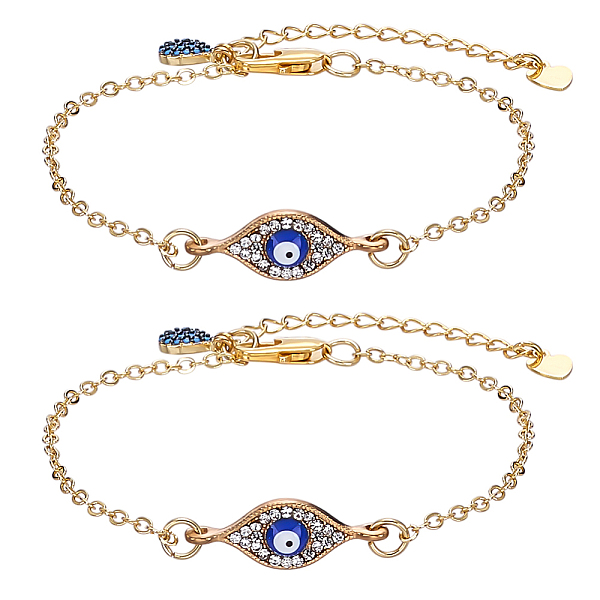 2 bracelet à breloques en alliage émaillé contre le mauvais œil