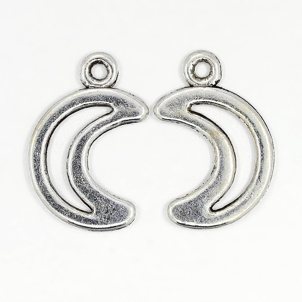 

PandaHall Tibetan Style Alloy Pendants, Moon, Antique Silver, Lead Free & Cadmium Free, 17x11x1mm, Hole: 1.5mm Alloy Moon