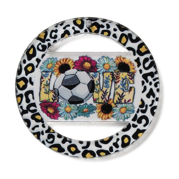 

PandaHall Double-sided Printed Acrylic Pendants, Football Series, Round, 41x2mm, Hole: 1.2mm Acrylic Round