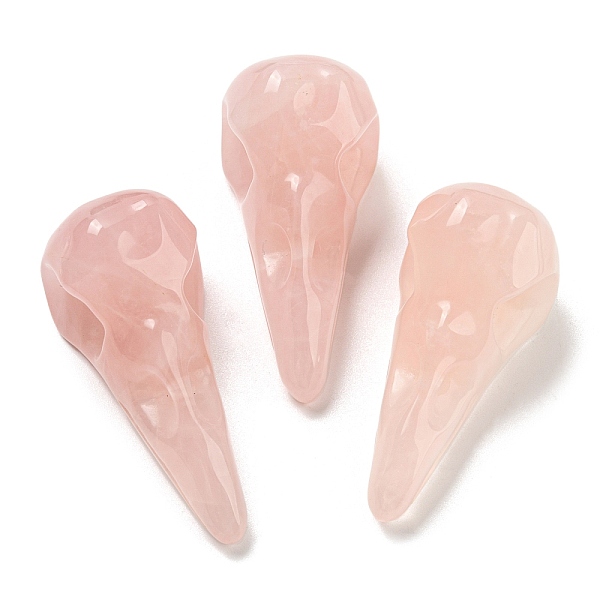 

PandaHall Natural Rose Quartz Pendants, Bird Head Skull Charms, 47~49x20~22x20~22mm, Hole: 2~2.5mm Rose Quartz Bird
