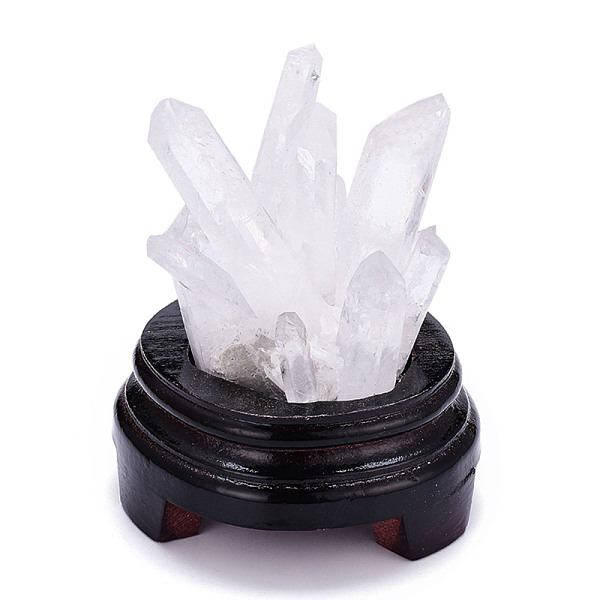 

PandaHall Natural Quartz Crystal Cluster Home Display Decorations, with Natural Wood Base, 10.5~12x11~13.5cm Quartz Crystal Others