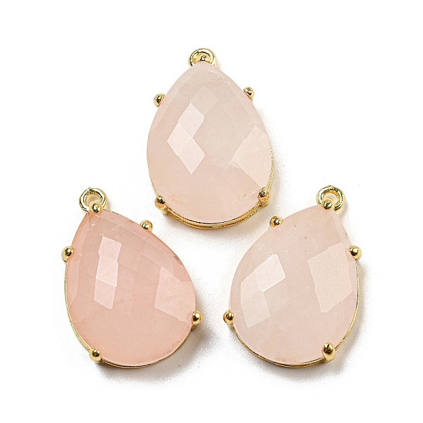 

PandaHall Natural Rose Quartz Pendants, Rack Plating Brass Faceted Teardrop Charms, Golden, 24~24.5x16~16.5x7mm, Hole: 1.5mm Rose Quartz...