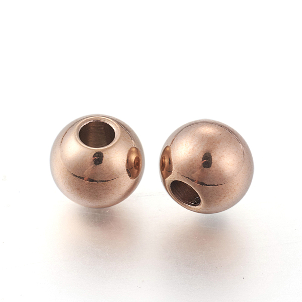 

PandaHall Ion Plating(IP) Round 304 Stainless Steel Beads, Rose Gold, 10mm, Hole: 2mm 304 Stainless Steel Round