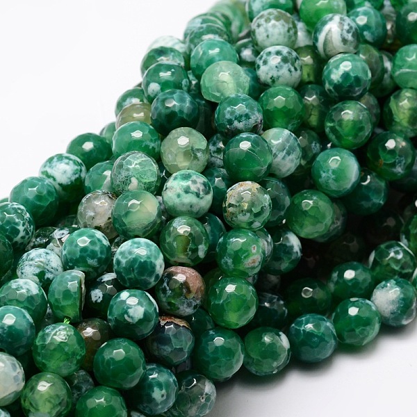 

PandaHall Dyed Natural Agate Faceted Round Beads Strands, Green, 12mm, Hole: 1mm, about 32pcs/strand, 14.9 inch Natural Agate Round Green