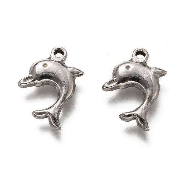 

PandaHall 201 Stainless Steel Pendants, Dolphin, Stainless Steel Color, 17x11x3mm, Hole: 1.4mm 201 Stainless Steel Dolphin