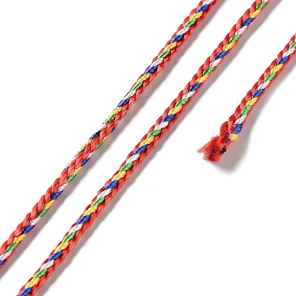 

PandaHall Five Tone Polyester Jewelry Braided Cord, Round, Colorful, 2mm, about 49.21 Yards(45m)/Roll Polyester