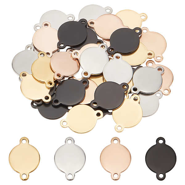 

PandaHall 40pcs 4 Colors Stainless Steel Link Connector Flat Round Jewelry Connector for Bracelet Necklace Jewelry Making 304 Stainless...