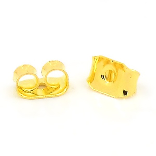 

PandaHall Iron Ear Nuts, Friction Earring Backs for Stud Earrings, Nickel Free, Golden, about 3mm wide, 5mm long, 2.5mm thick, hole...