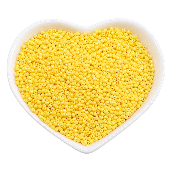 

PandaHall Ornaland Opaque Glass Seed Beads, Grade AA, Round, Yellow, 2.3x1.5mm, Hole: 1mm, about 17000pcs/bag Glass Yellow
