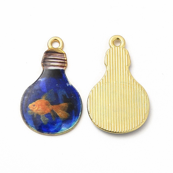 

PandaHall Alloy Printed Pendants, Cadmium Free & Nickel Free & Lead Free, Bulb, Marine Blue, 28x17x2mm, Hole: 1.8mm Alloy Others