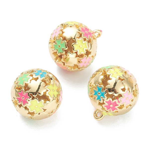 

PandaHall Brass Enamel Charms, Real 18K Gold Plated, Long-Lasting Plated, Round with Flower, Colorful, 14.5x13mm, Hole: 1mm Brass+Enamel...