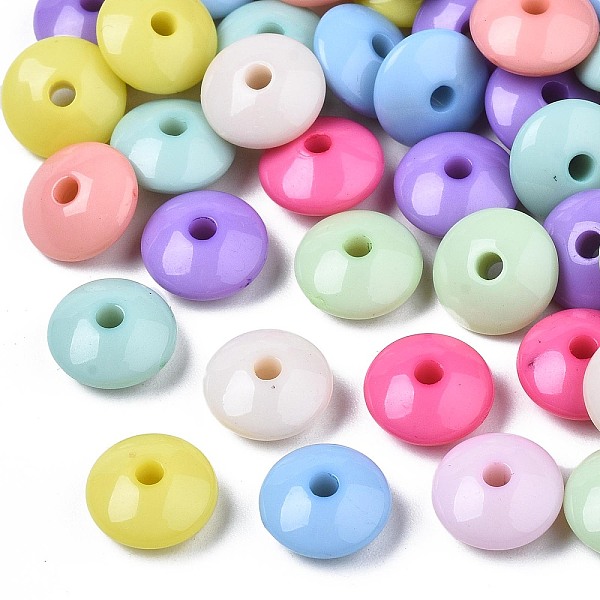 

PandaHall Opaque Acrylic Beads, Rondelle, Mixed Color, 9x4.5mm, Hole: 1.8mm Acrylic Rondelle Multicolor