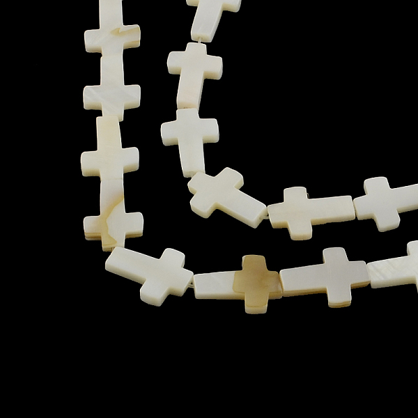 

PandaHall Cross Natural Sea Shell Beads Strands, 16~17x11~12x2.5mm, Hole: 0.5mm, about 23pcs/strand, 14.9 inch Other Sea Shell Cross