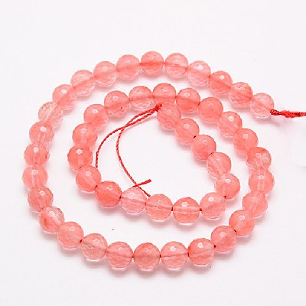 

PandaHall Cherry Quartz Glass Beads Strands, Faceted(128 Facets), Round, 10mm, Hole: 1mm, about 38pcs/strand, 15.75 inch Cherry Quartz Glass..., Red