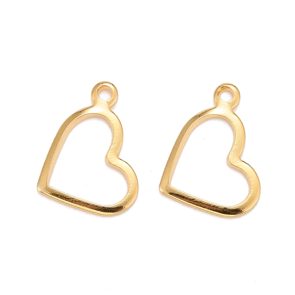 

PandaHall 201 Stainless Steel Charms, Hollow, Heart, Real 24k Gold Plated, 10x14x0.9mm, Hole: 1.2mm 201 Stainless Steel Heart