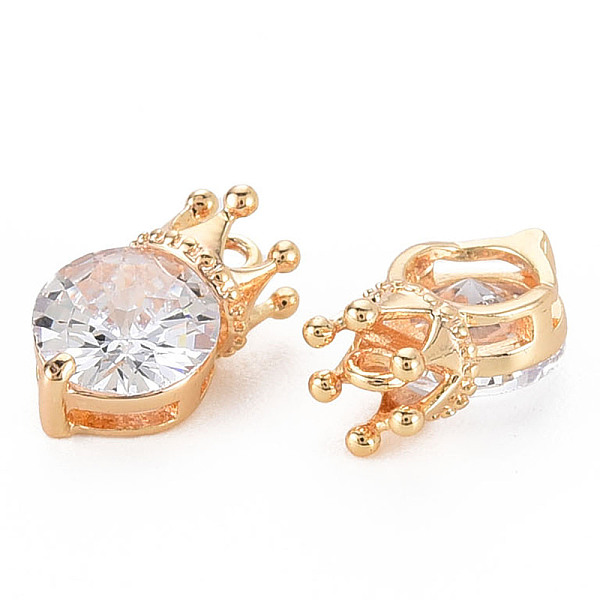 

PandaHall Brass Micro Pave Cubic Zirconia Charms, Real 18K Gold Plated, Nickel Free, Crown, Clear, 10x6x5mm, Hole: 1mm Brass+Cubic Zirconia...