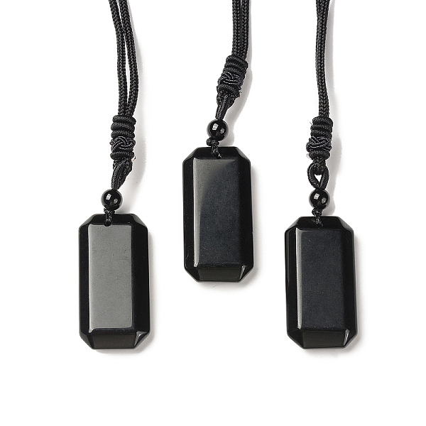 

PandaHall Natural Obsidian Rectangle Pendant Necklace with Nylon Cord for Women, 25.98~27.17 inch(66~69cm) Obsidian