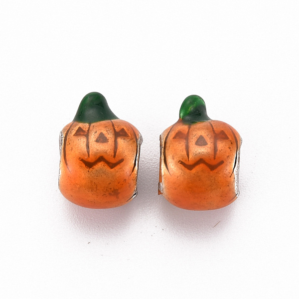 

PandaHall Alloy Enamel European Beads, Large Hole Beads, for Halloween, Pumpkin Jack-O'-Lantern, Cadmium Free & Lead Free, Platinum..., Brown
