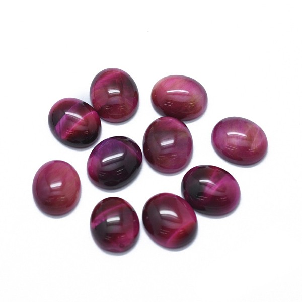 

PandaHall Natural Tiger Eye Cabochons, Dyed & Heated, Oval, Medium Violet Red, 11.5~12.5x9.5~10.5x4.5mm Tiger Eye Oval Red