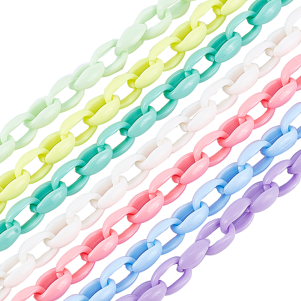 

PandaHall 7pcs Acrylic Chain Links 7 Colors C-Clips Hooks Chain Links 39.4" Detachable Rainbow Color Curb Chains Oval Linking Chain Rings..., Multicolor