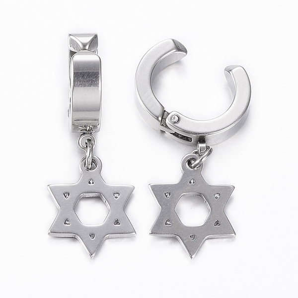 

PandaHall 304 Stainless Steel Clip-on Earrings, Hypoallergenic Earrings, Hexagram, Stainless Steel Color, 32mm 304 Stainless Steel