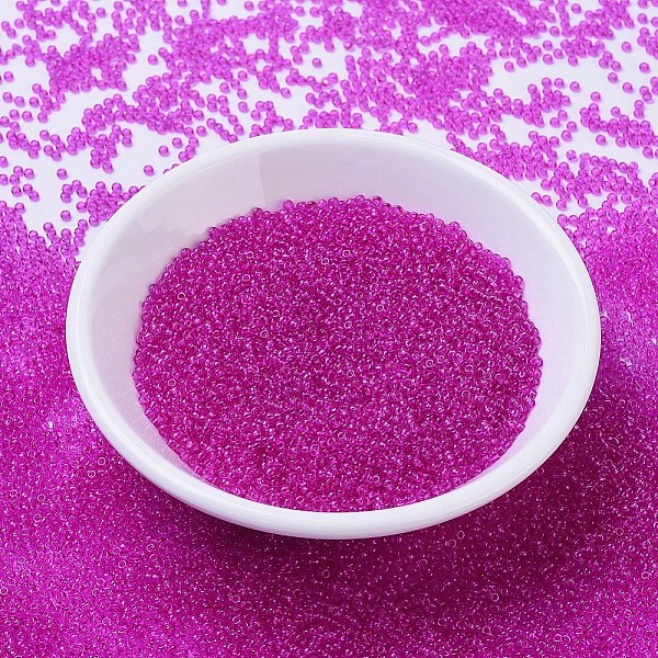 

PandaHall MIYUKI Round Rocailles Beads, Japanese Seed Beads, (RR1310) Dyed Transparent Fuchsia, 11/0, 2x1.3mm, Hole: 0.8mm, about..., Pink