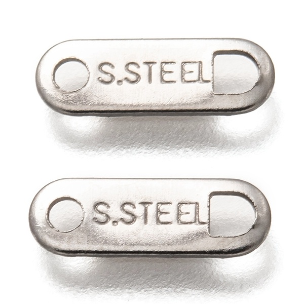 

PandaHall 304 Stainless Steel Slice Chain Tabs, Oval with Word S.STEEL, Stainless Steel Color, 11x4x0.5mm, Hole: 1.5~2mm 304 Stainless Steel
