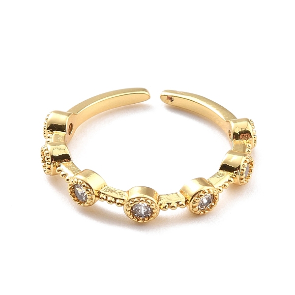 

PandaHall Clear Cubic Zirconia Flat Round Open Cuff Ring for Women, Cadmium Free & Nickel Free & Lead Free, Real 18K Gold Plated, US Size 4...