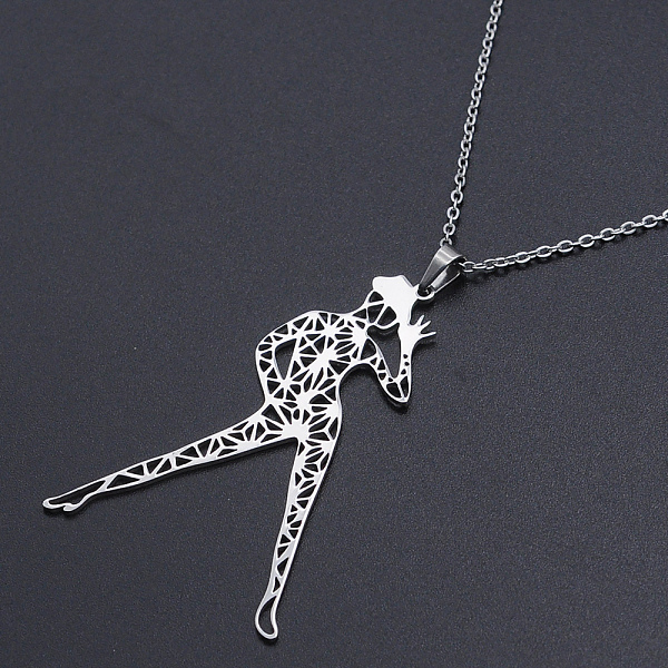 

PandaHall 201 Stainless Steel Pendant Necklaces, with Cable Chains and Lobster Claw Clasps, Dancer, Stainless Steel Color, 17.71 inch(45cm)...