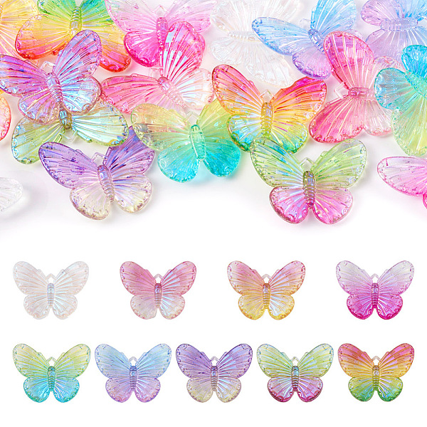 

PandaHall 18Pcs 9 Colors Transparent Resin Pendants, Butterfly Charms, Mixed Color, 24.5x32x4.5mm, Hole: 2x2mm, 2pcs/color Resin Butterfly..., Multicolor