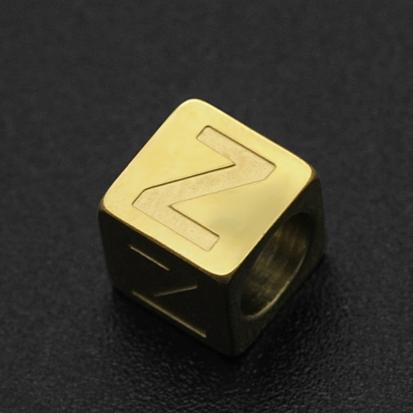 

PandaHall 201 Stainless Steel European Beads, Large Hole Beads, Horizontal Hole, Cube, Golden, Letter.Z, 7x7x7mm, Hole: 5mm 201 Stainless...