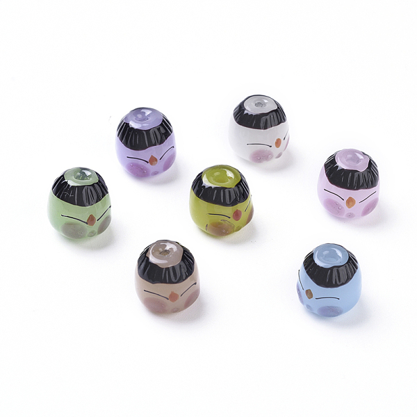 

PandaHall Handmade Lampwork Beads, Cartoon Human, Mixed Color, 13x13x13.5mm, Hole: 1.8mm Lampwork Human Multicolor
