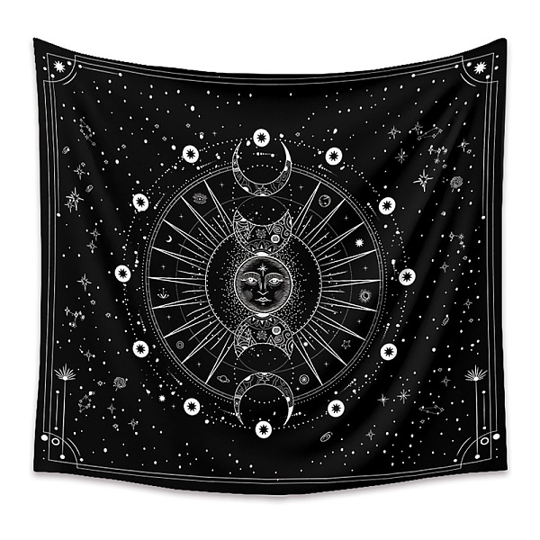 

PandaHall Polyester Tapestry Wall Hanging, Sun and Moon Psychedelic Wall Tapestry with Art Chakra Home Decorations for Bedroom Dorm Decor..., Black