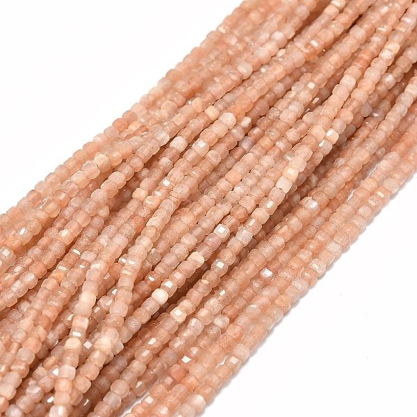 

PandaHall Natural Peach Moonstone Beads Strands, Cube, 2x2x2mm, Hole: 0.6mm, about 173pcs/strand, 15.55''(39.5cm) Peach Moonstone Cube