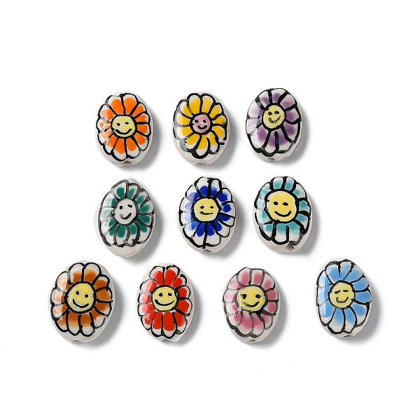 

PandaHall Handmade Porcelain Beads, Famille Rose Porcelain, Oval with Flower, Mixed Color, 19x14~16x5~6mm, Hole: 1.2mm Porcelain Oval..., Multicolor