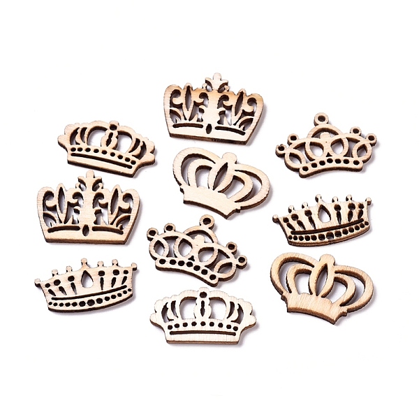 

PandaHall Laser Cut Wood Shapes, Unfinished Wooden Embellishments, Poplar Wood Cabochons, Crown, Blanched Almond, 17.5~25.5x31.5~32.5x2.5mm..., Orange