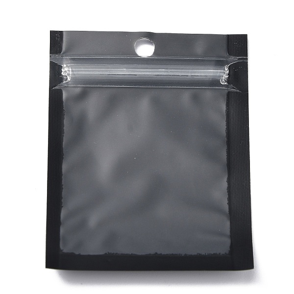 PandaHall Plastic Zip Lock Bag, Storage Bags, Self Seal Bag, Top Seal, with Window and Hang Hole, Rectangle, Black, 8x6x0.2cm, Unilateral...