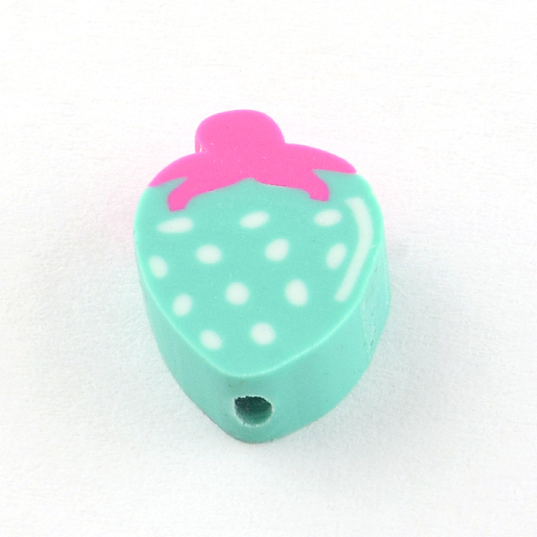

PandaHall Handmade Strawberry Polymer Clay Beads, Turquoise, 12~13x9~11x3~6mm, Hole: 1mm Polymer Clay Fruit Green