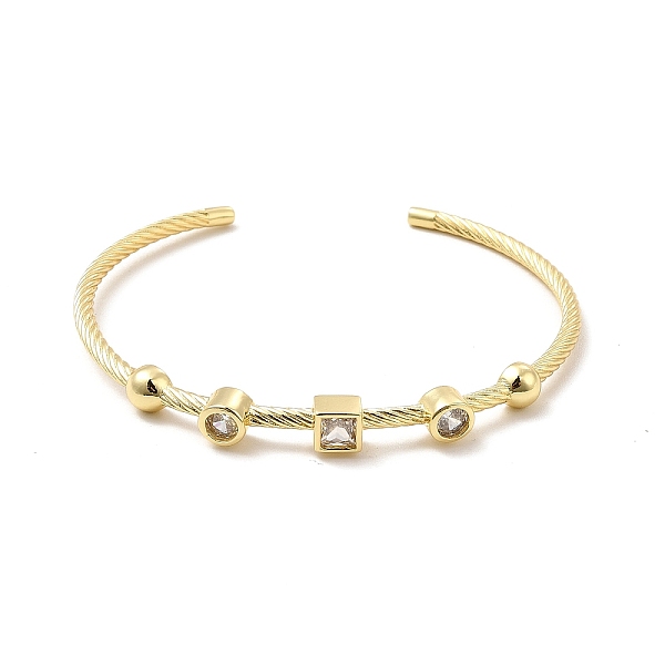 

PandaHall Clear Cubic Zirconia Square Cuff Bangle, Brass Jewelry for Women, Real 18K Gold Plated, Inner Diameter: 2-1/2x2-1/8 inch...