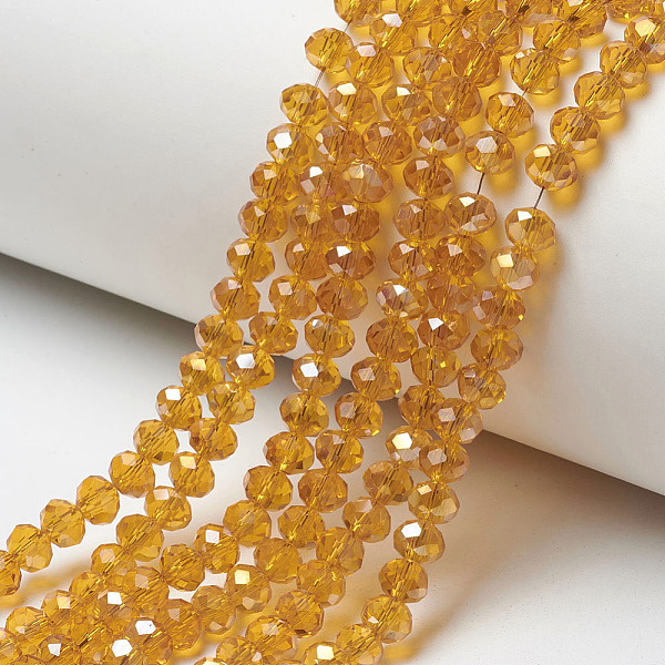 

PandaHall Electroplate Transparent Glass Beads Strands, Half Rainbow Plated, Faceted, Rondelle, Sandy Brown, 4x3mm, Hole: 0.4mm, about...