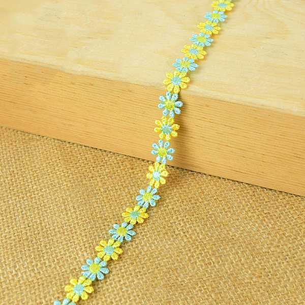 

PandaHall Polyester Lace Trim, Embroidered Trim Ribbons, for Sewing or Craft Decoration, Flower, Yellow, 1/2 inch(12mm), 15 yards/strand...