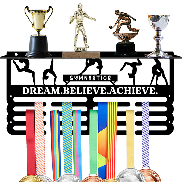 

PandaHall Iron Medal Holder & Tray, Medal Display Hanger Rack, Medal Holder Frame, with Screw, Gymnastics, 100x380x10mm & 200x400mm, Hole..., Black