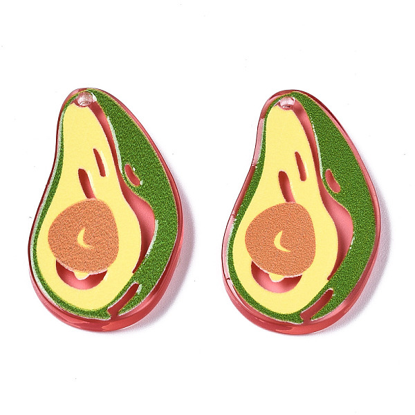 

PandaHall Translucent Acrylic Pendants, 3D Printed, Avocado, Salmon, 34.5x21.5x3mm, Hole: 1.2mm Acrylic Fruit Red
