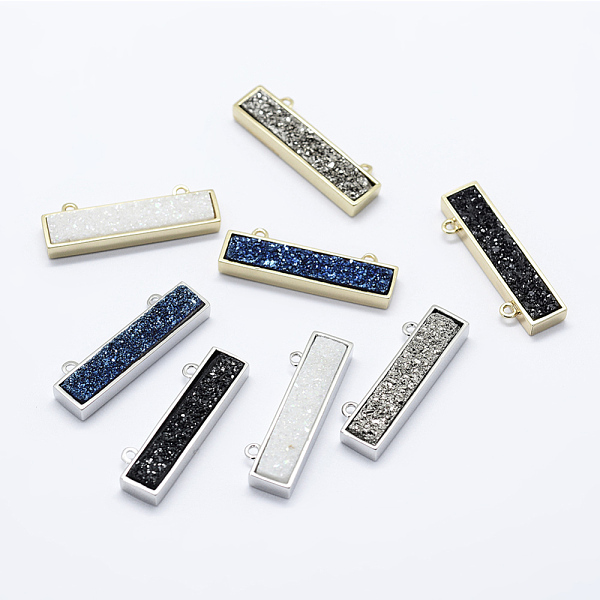 

PandaHall Electroplate Natural Druzy Agate Pendants, with Brass Findings, Rectangle, Mixed Color, 8.5x26.5x4mm, Hole: 1mm Natural Agate..., Multicolor