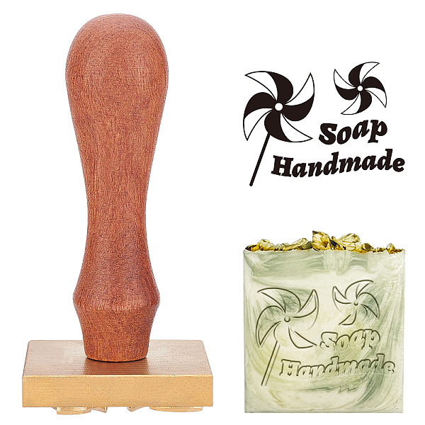 

PandaHall Olycraft Brass Wax Seal Stamp Head & Pearwood Handle Kit, for DIY Soap, Scrapbook, Windmill Pattern, Head: 40x40x10mm, Handle...